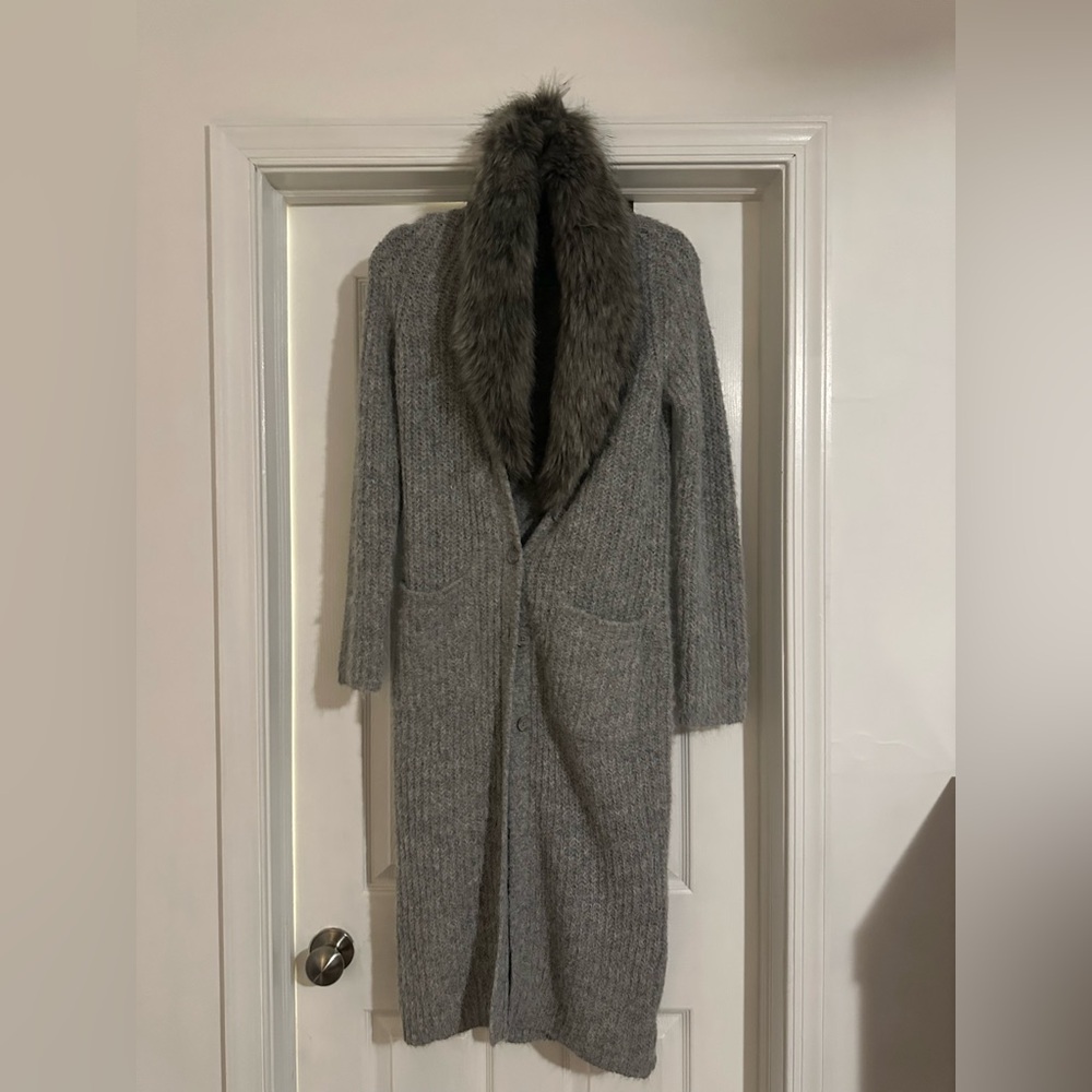 Express faux fur long sweater